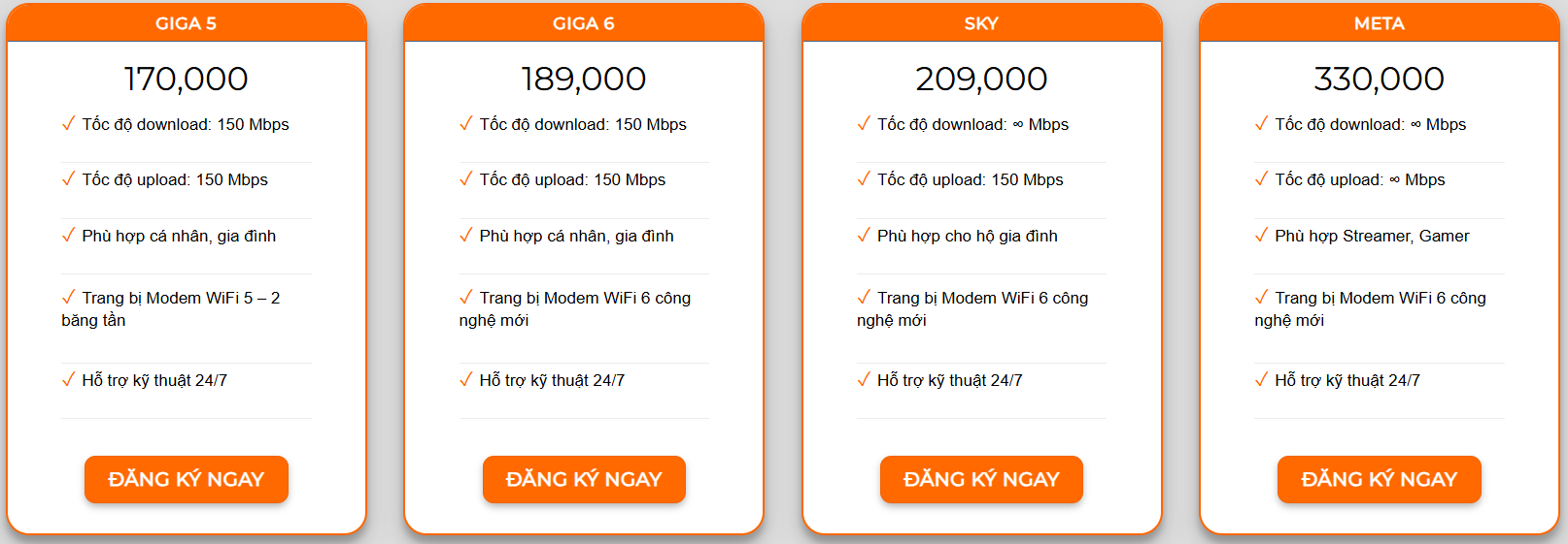 gói mạng dành cho gia đình